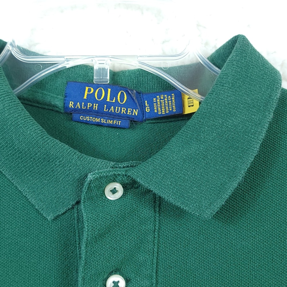 Polo Ralph Lauren Polo Shirt Mens Large Green Custom Slim Fit Short Sleeve - Picture 3 of 9